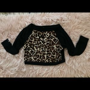 BLACK CHEETAH PRINT SWEATER XS